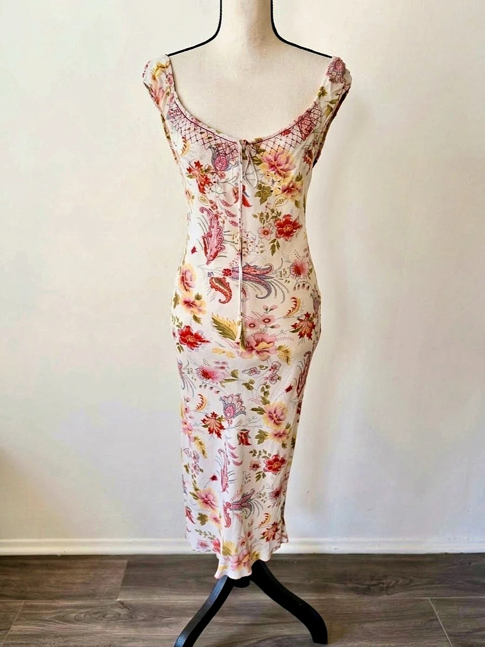 Rampage Y2K Floral Embroidered Babydoll Cap Sleeve Fairycore Midi Dress Size 9